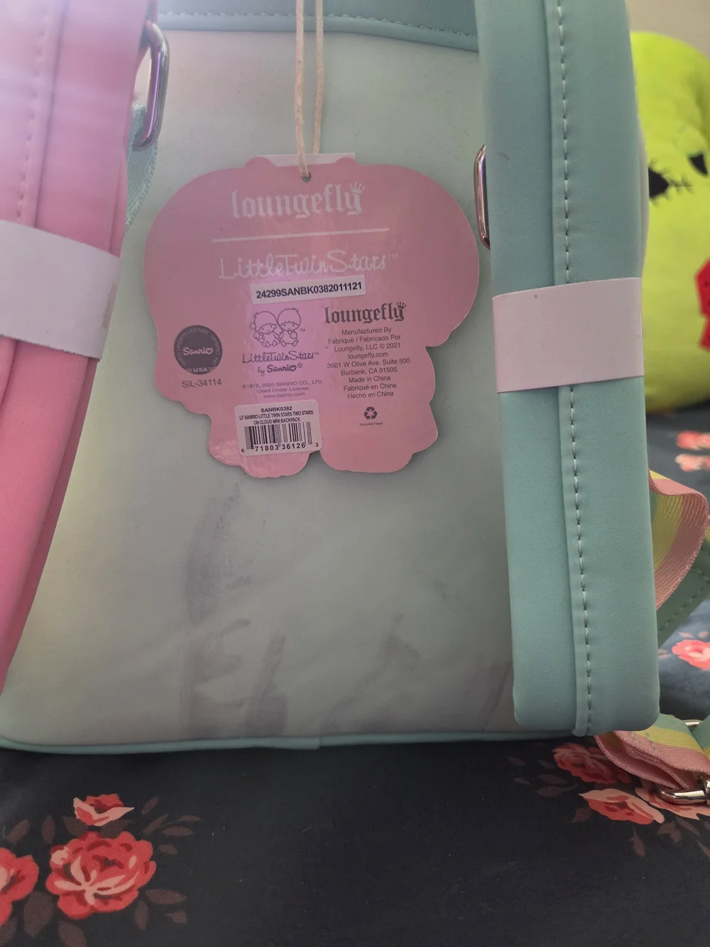 Loungefly Little Twin Stars Pastel Cloud Kids Backpack - Pink & Mint